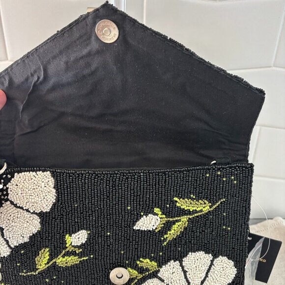 America and Beyond Beaded Clutch/Crossbody - Black, White and Floral - Picture 7 of 13